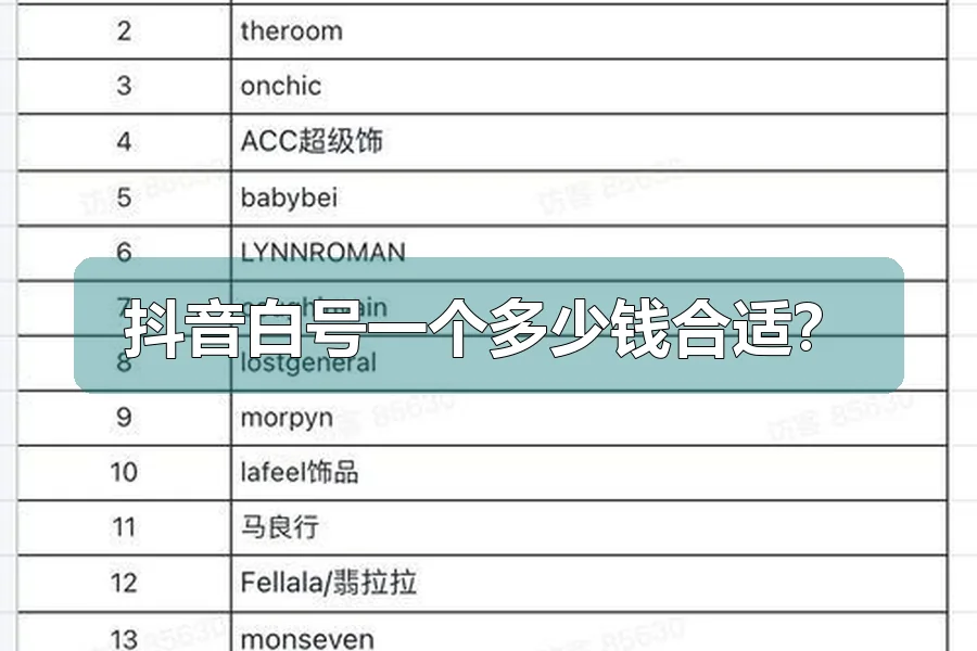 抖音白号一个多少钱合适?